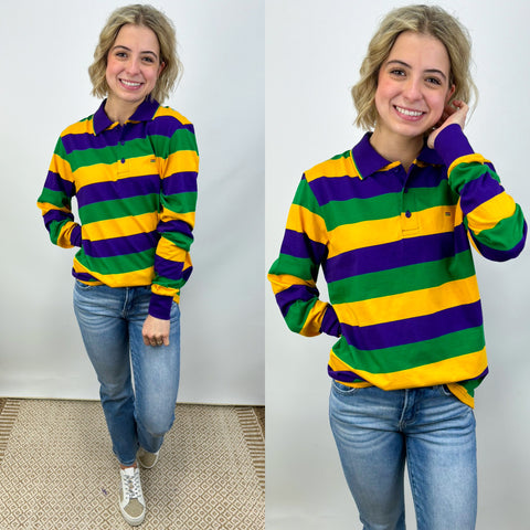 L/S Mardi Gras Striped Rugby Shirt